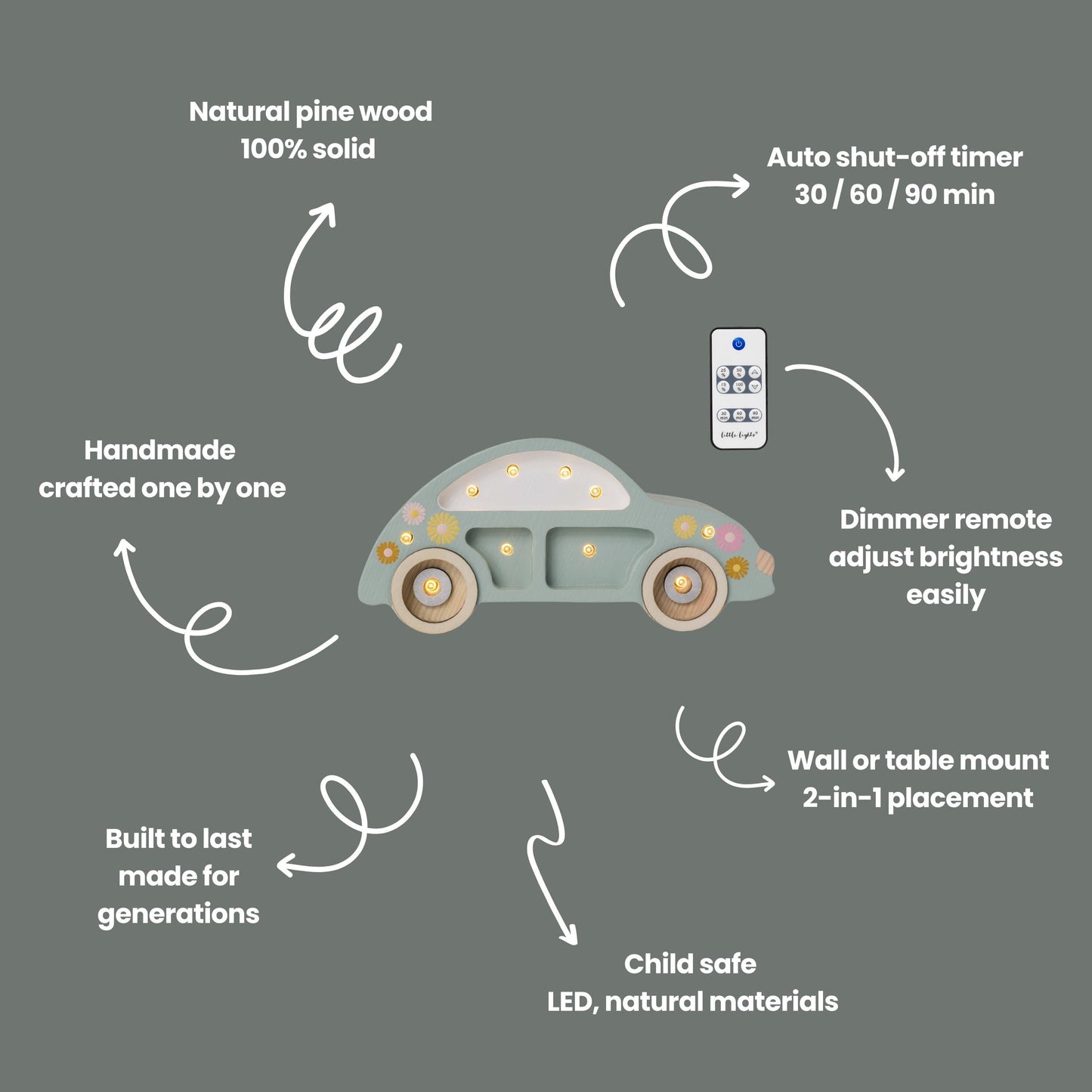 Niedliche Käfer-Auto-Nachtlampe Kinderzimmer-Deko Handgemachte Abenteuer-inspirierte Deko Kinderzimmer-Handgefertigte Holz-Kinderzimmerlampe-Einzigartiges Babygeschenk