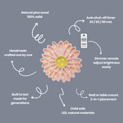 Blumen-Holzlampe Gänseblümchen Weiß Nachtlicht LED Kinderzimmer Boho Deko Handgemachte Lampe für Mädchen Kinderzimmer Boho Kinderzimmer Geschenk zur Mädchen Taufe