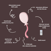 Nachtlicht aus Holz Heißluftballon für Mädchenzimmer Kinder LED Rosa Lampe Boho Dekor Babyparty Geschenk Prinzessin Mädchenzimmer Kinderzimmer Wanddeko