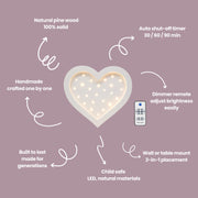 Holzherz-Lampe – Handgemachtes LED-Nachtlicht für Kinder – Romantische Kinderzimmerdeko – Liebesgeschenk – Little Lights