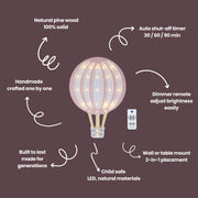 Heißluftballonlampe aus Holz, Nachtlicht, Kinderzimmer-Wanddeko, Montessori-Zimmer-Geschenk, Mädchen, Retro-Kinderzimmer, Rosa, Mädchen-Dekoration, Geburtstag, Zirkus