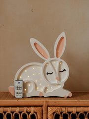 Wooden Bunny Night Light Forest Theme Kids Room Woodland Decor Lamp for Baby Nursery Boho White Rabbit Girls Forest Pastel Decoration