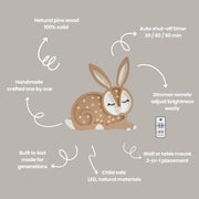 Wooden Bunny Night Light Forest Theme Kids Room Woodland Decor Lamp for Baby Nursery Boho Beige Rabbit Girls Forest Pastel Brown Decoration