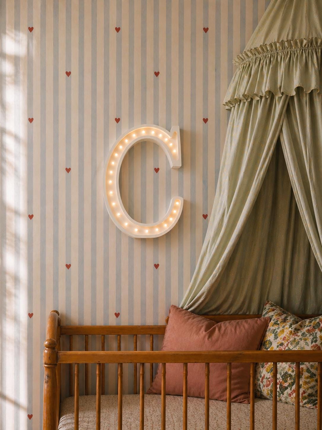 Wooden Letter Night Light Personalized Lighting Teen Room Monogram Shaped Lamp 3D Letters Wall Decor Initials C Newborn Gift Typography Name
