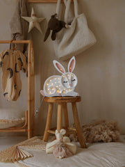 Wooden Bunny Night Light Forest Theme Kids Room Woodland Decor Lamp for Baby Nursery Boho White Rabbit Girls Forest Pastel Decoration