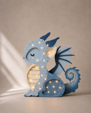 Holzdrachen-Nachtlicht Handgemachte Märchen-Deko Kinderzimmerlampe Montessori Babyzimmer-Licht Fantasy-Thema Kinderzimmer-Deko Blaues Geschenk Jungen
