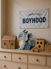 Holzdrachen-Nachtlicht Handgemachte Märchen-Deko Kinderzimmerlampe Montessori Babyzimmer-Licht Fantasy-Thema Kinderzimmer-Deko Blaues Geschenk Jungen