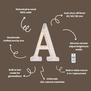 Wooden Letter Night Light Personalized Lighting Kids Room Letter Shaped Lamp Wooden Letters Decor Wall Initials A Newborn Gift Typography