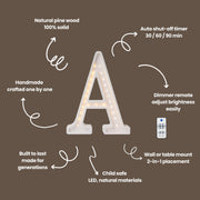 Hölzernes Buchstaben-Nachtlicht Personalisierte Beleuchtung Kinderzimmer-Monogramm-förmige Lampe Holzbuchstaben Deko Wand-Initialen Ein Neugeborenen-Geschenk Typografie