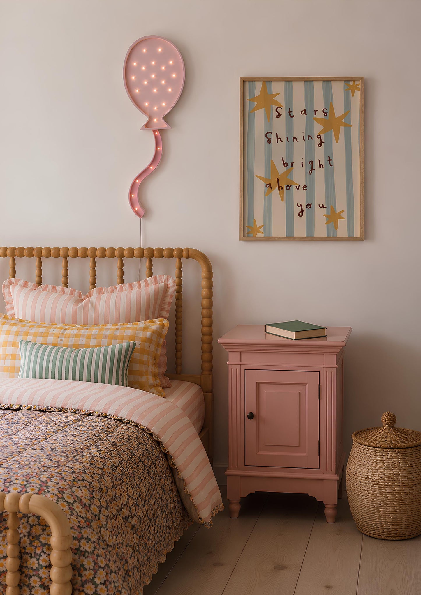 Nachtlicht aus Holz Heißluftballon für Mädchenzimmer Kinder LED Rosa Lampe Boho Dekor Babyparty Geschenk Prinzessin Mädchenzimmer Kinderzimmer Wanddeko