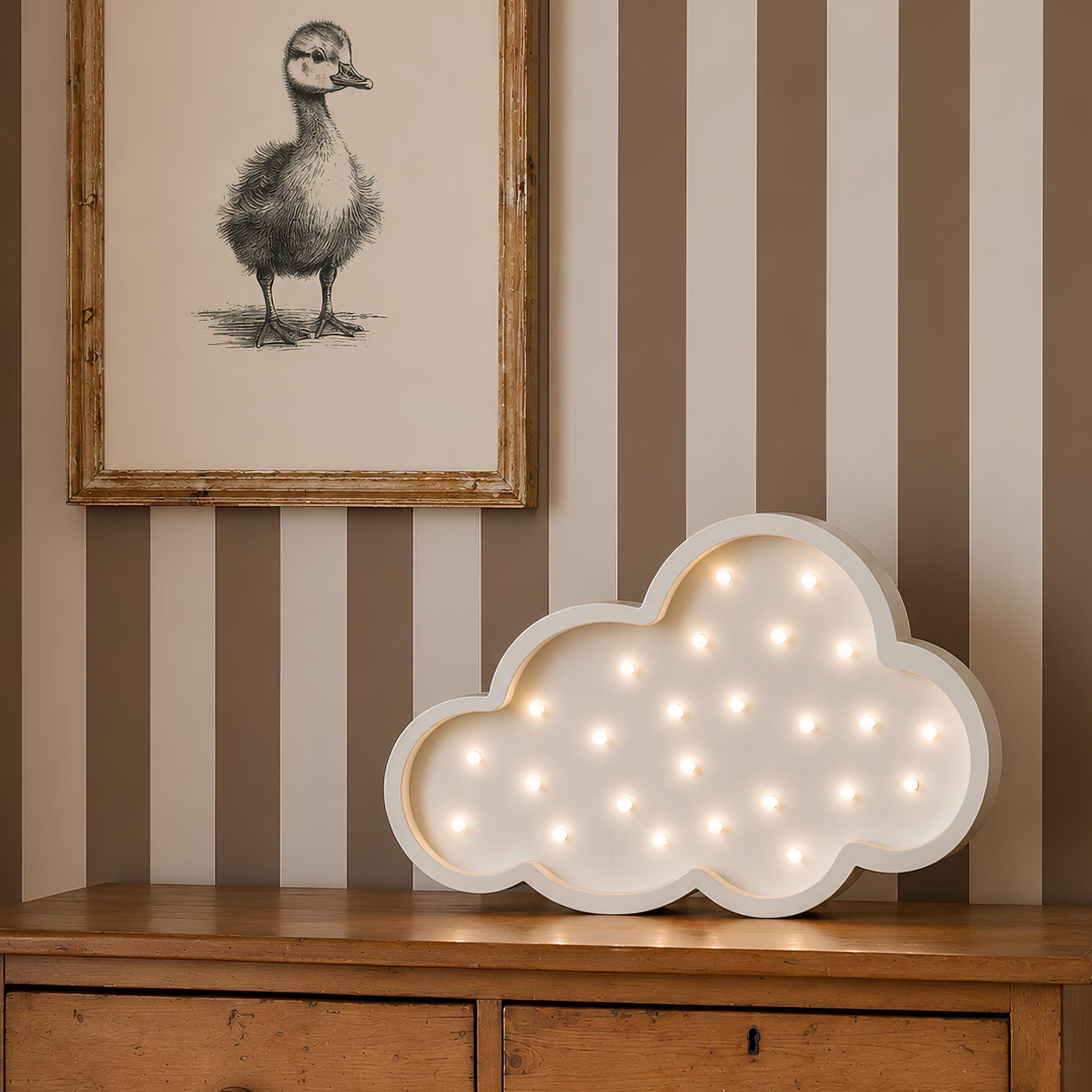 Wooden Cloud Night Light White Nursery Decor Kids' Room Handmade Lamp Baby Gift Sky Wall Montessori Boho Dreamy Lighting Soft Glow Minimal