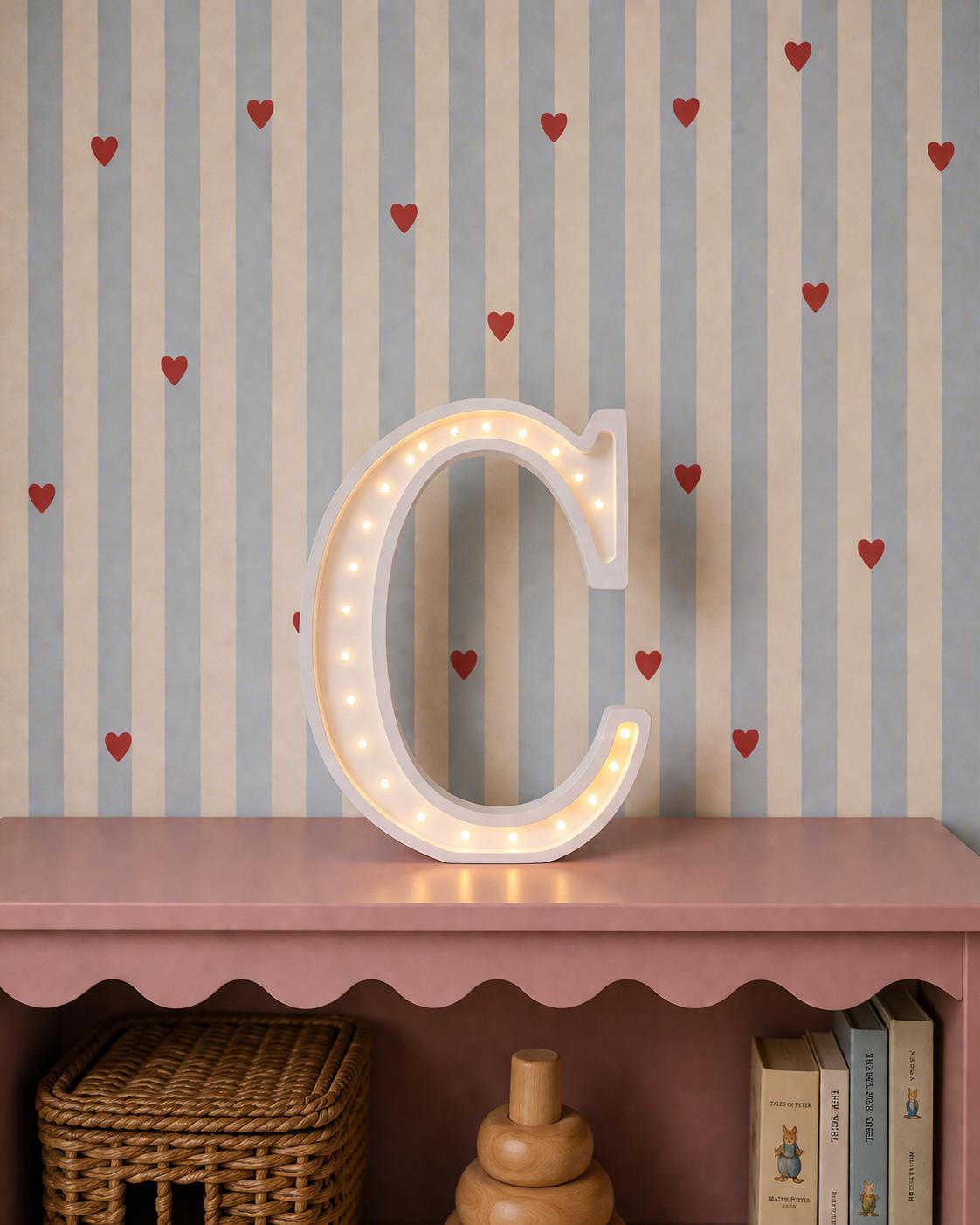 Wooden Letter Night Light Personalized Lighting Teen Room Monogram Shaped Lamp 3D Letters Wall Decor Initials C Newborn Gift Typography Name