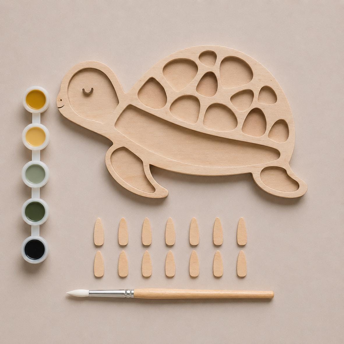 DIY Wooden Turtle Painting Kit for Kids Montessori Craft Kit Handmade Paint Your Own Crafty Ocean Decor Sea Animal Nautical Waldorf Toy