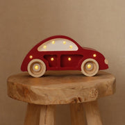 Nachtlicht Holzauto Retro für Jungenzimmer Klassische rote Autolampe Kinderzimmerdekoration Fahrzeugmotiv Kinderzimmer Baby Jungen Tischlampe Babyparty Geschenk