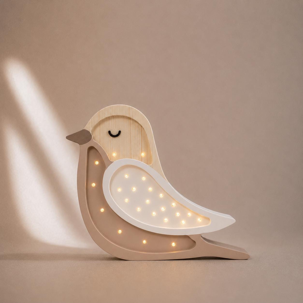 Hölzerne Vogelnachtlichtlampe für Mädchenzimmer Nachttischlampe und Wanddekoration Kinderzimmerlicht Boho Vogel Cappuccino Babypartygeschenk
