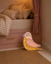 Wooden Bird Night Light Lamp for Girls' Room Bedside Table Lamp and Wall Decor Nursery Boho Woodland Bird Pink Mustard Baby Shower Gift