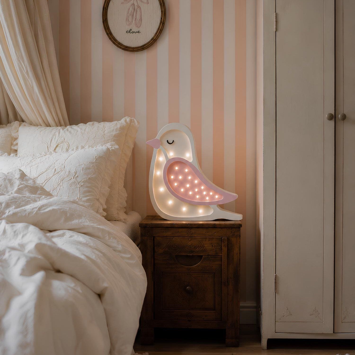 Little Lights Vogelnachtlicht | Cremiges Rosa