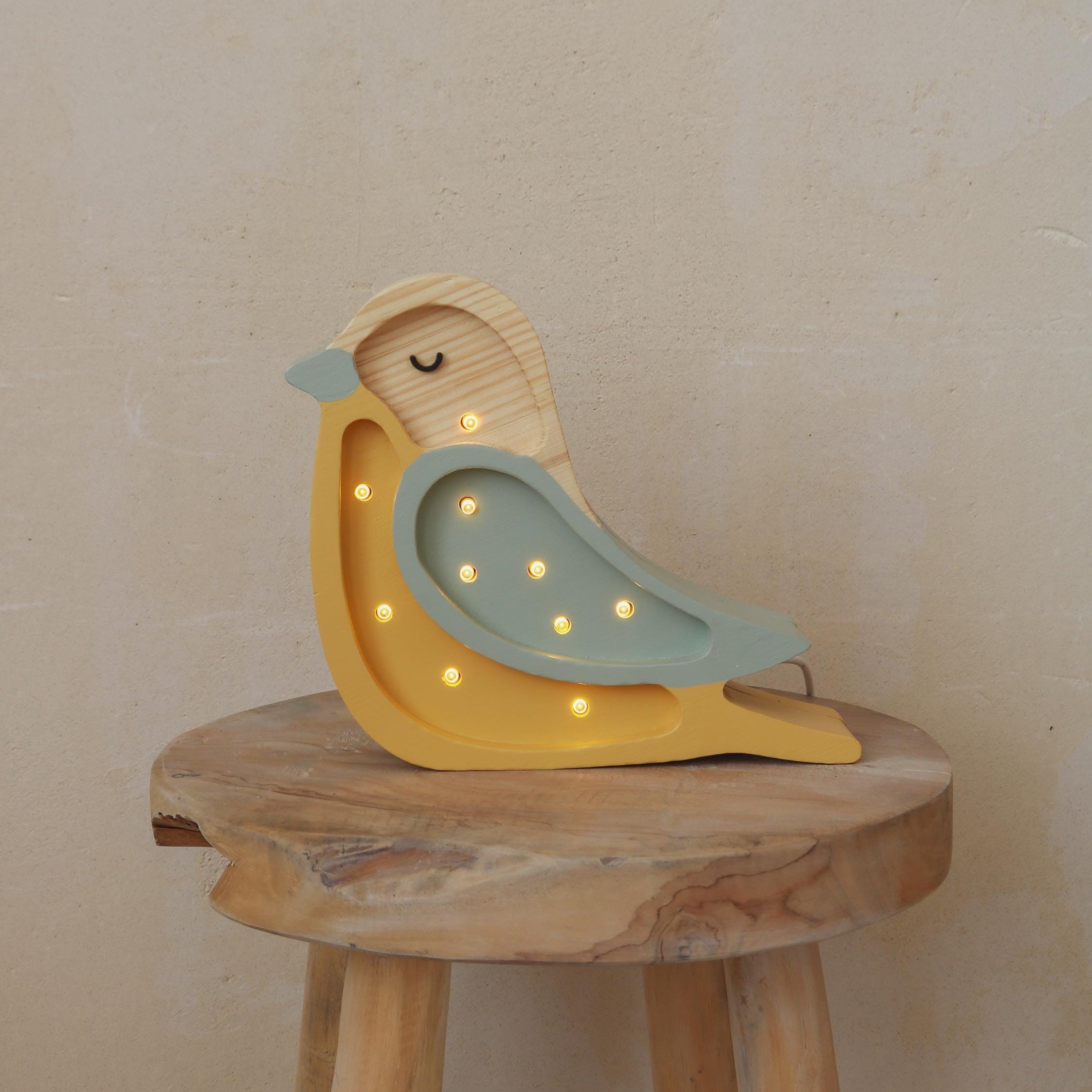 Wooden Mini Bird Night Light -Nature- Inspired Baby Room | Handmade Lamp for Kids - Woodland Style Light