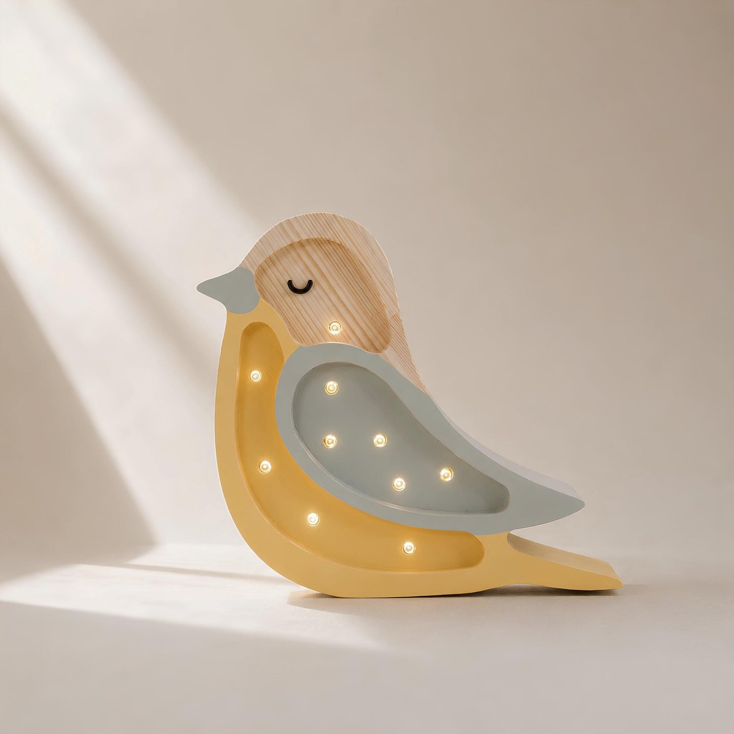 Hölzernes Mini-Vogel-Nachtlicht – Natur-inspiriertes Babyzimmer | Handgefertigte Lampe für Kinder – Licht im Wald-Stil