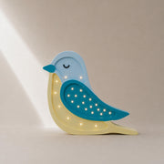 Nachtlicht Vogel aus Holz für Mädchen und Jungen, Nachttischlampe, Wandleuchte, Kinderzimmerleuchte, Boho Blauer Vogel Deko, Babyparty Geschenk Türkis Gelb
