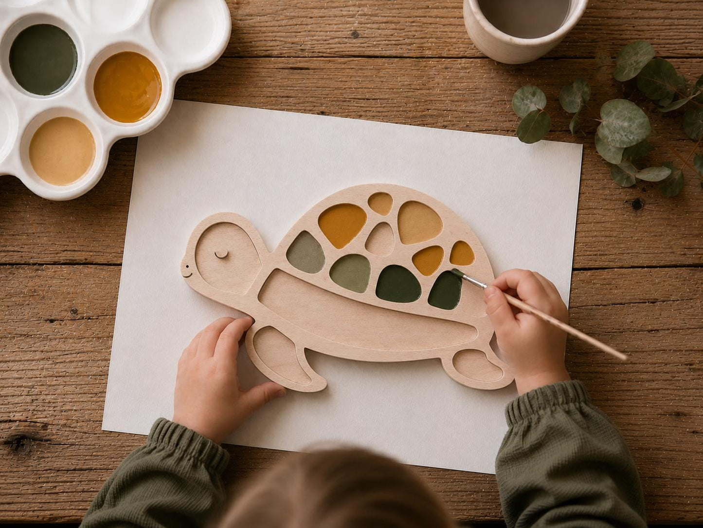 DIY Wooden Turtle Painting Kit for Kids Montessori Craft Kit Handmade Paint Your Own Crafty Ocean Decor Sea Animal Nautical Waldorf Toy