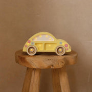 Holzauto Nachtlicht Retro für Mädchenzimmer Klassische gelbe Blumenlampe Kinderzimmer-Deko Fahrzeug-Motiv Kinder Baby Tischlampe Babyparty-Geschenk
