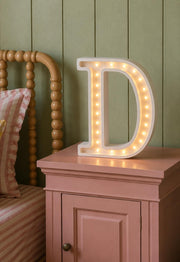 Wooden Letter Night Light Personalized Lighting Teen Room Monogram Shaped Lamp 3D Letters Wall Decor Initials D Newborn Gift Typography Name