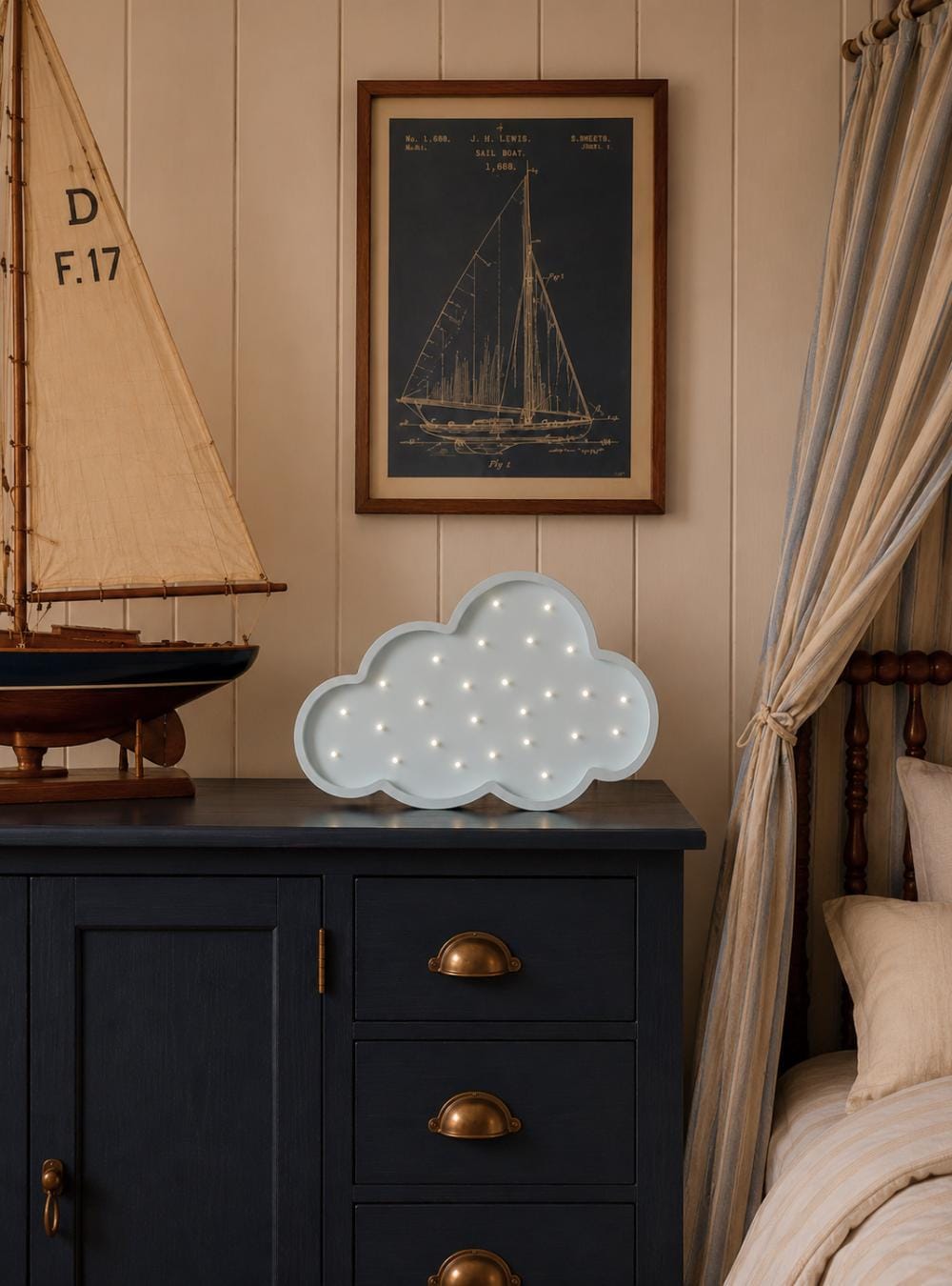 Drewniana lampka nocna Chmurka Dekoracja do pokoju dziecięcego Ręcznie robiona lampka Prezent dla dziecka Niebo Ściana Montessori Boho Światło marzycielskie Delikatne światło Minimalistyczna