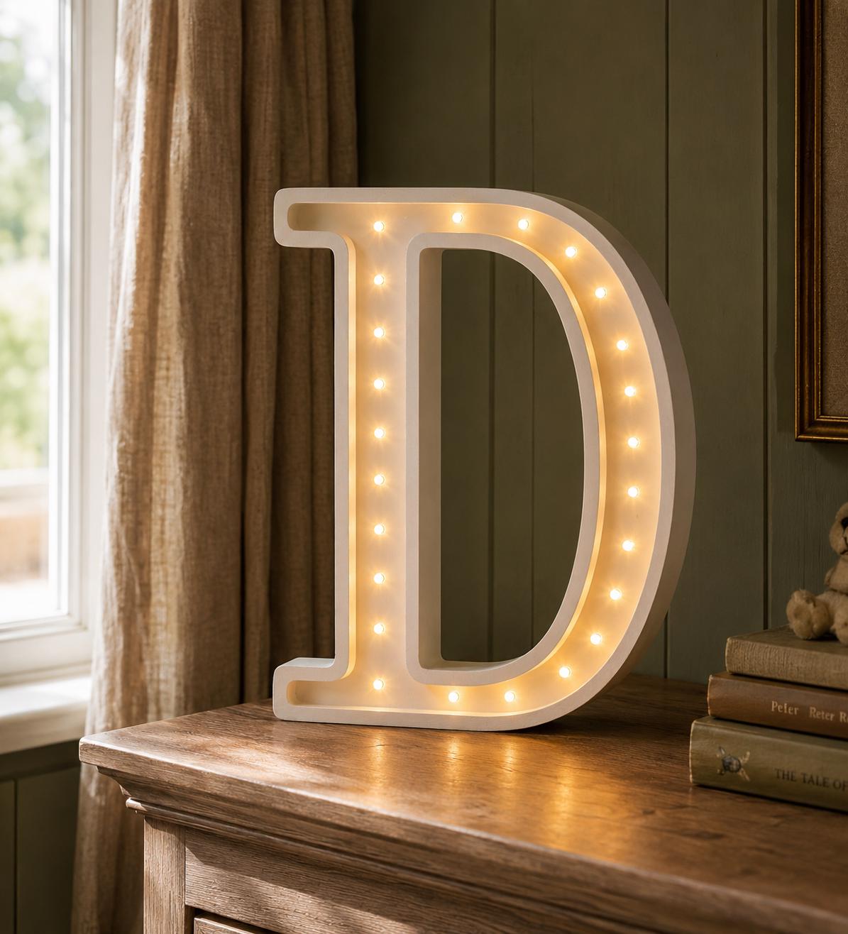 Wooden Letter Night Light Personalized Lighting Teen Room Monogram Shaped Lamp 3D Letters Wall Decor Initials D Newborn Gift Typography Name