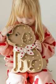 Little Lights Poodle Dog Lotta Night Light | Red Hearts on Pink