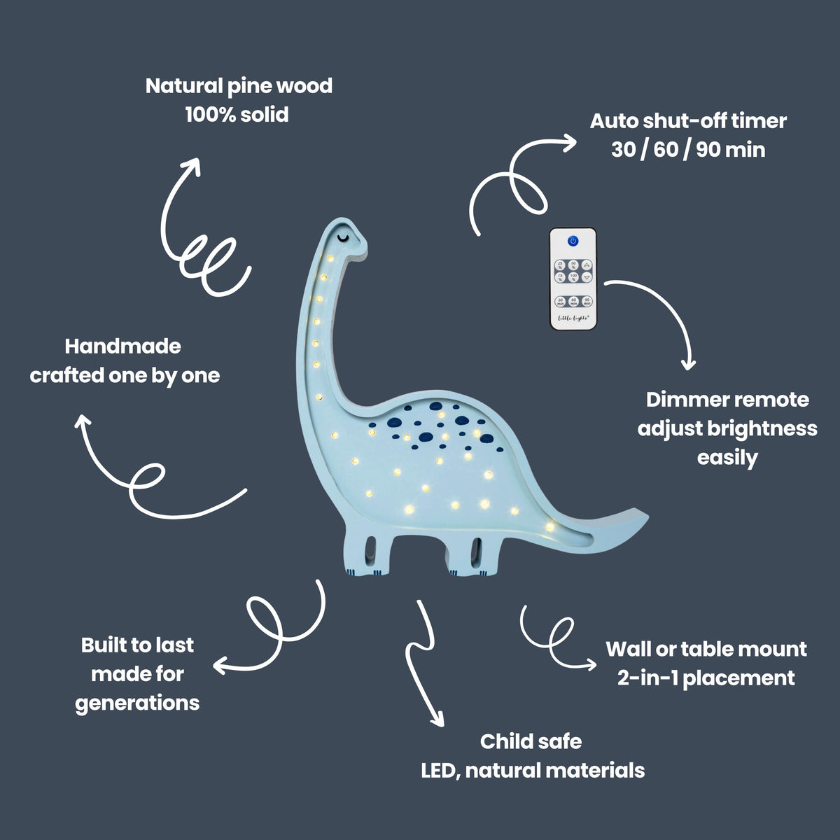 Little Lights Dino Diplodocus Nachtlicht | Prähistorisch Blau