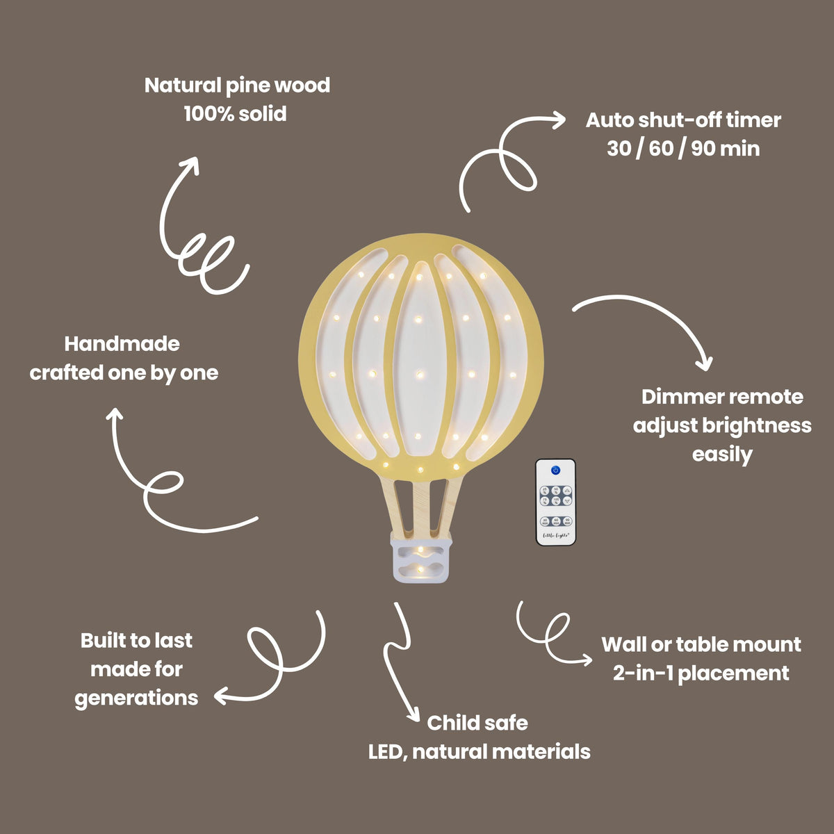 Little Lights Heißluftballon-Nachtlicht | Senf