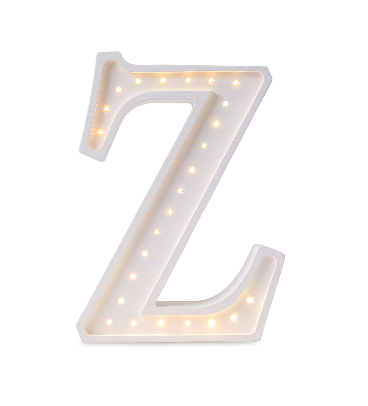 Little Lights wooden letter Z night light in white, illuminated