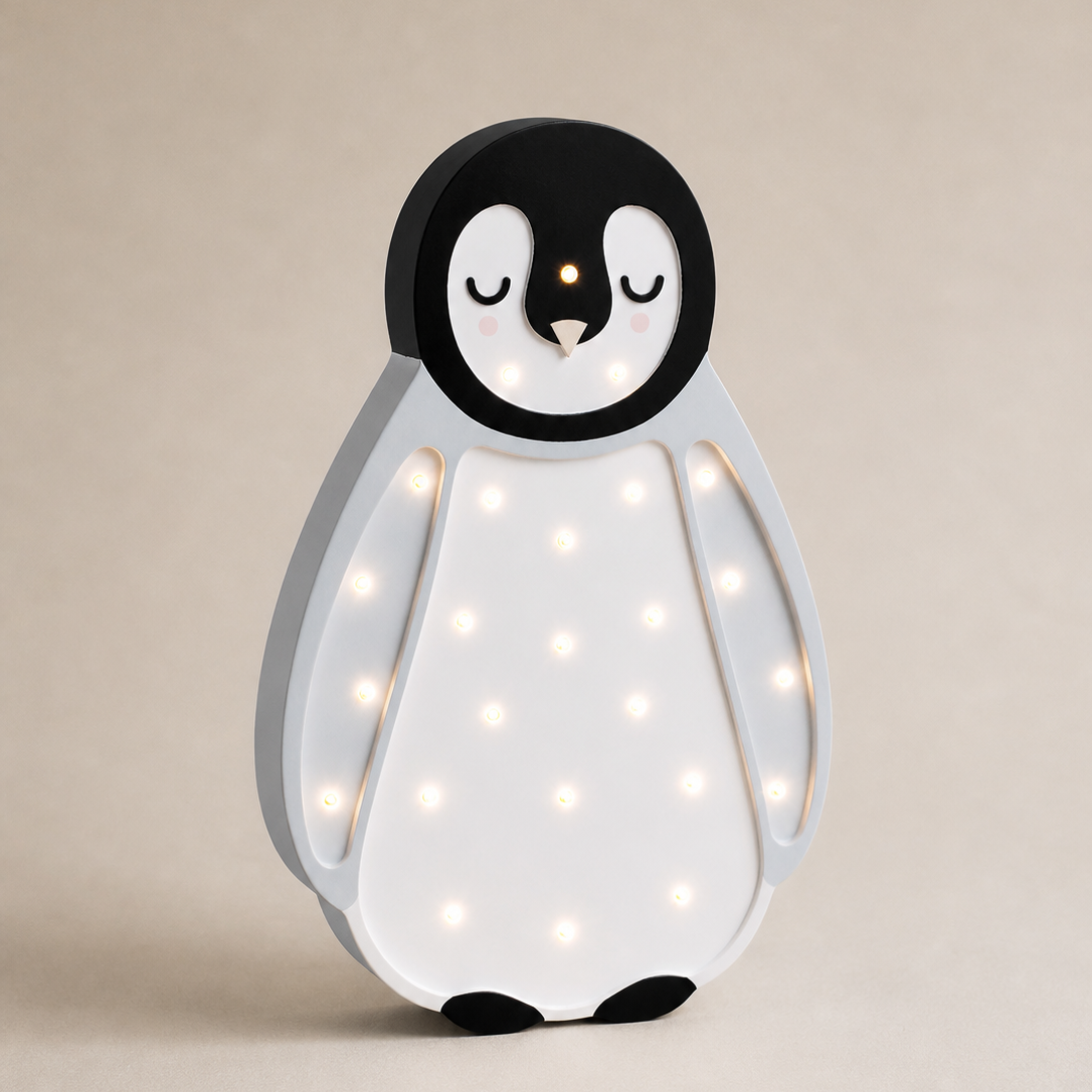 Little Lights Pinguin-Nachtlicht | Hellgrau