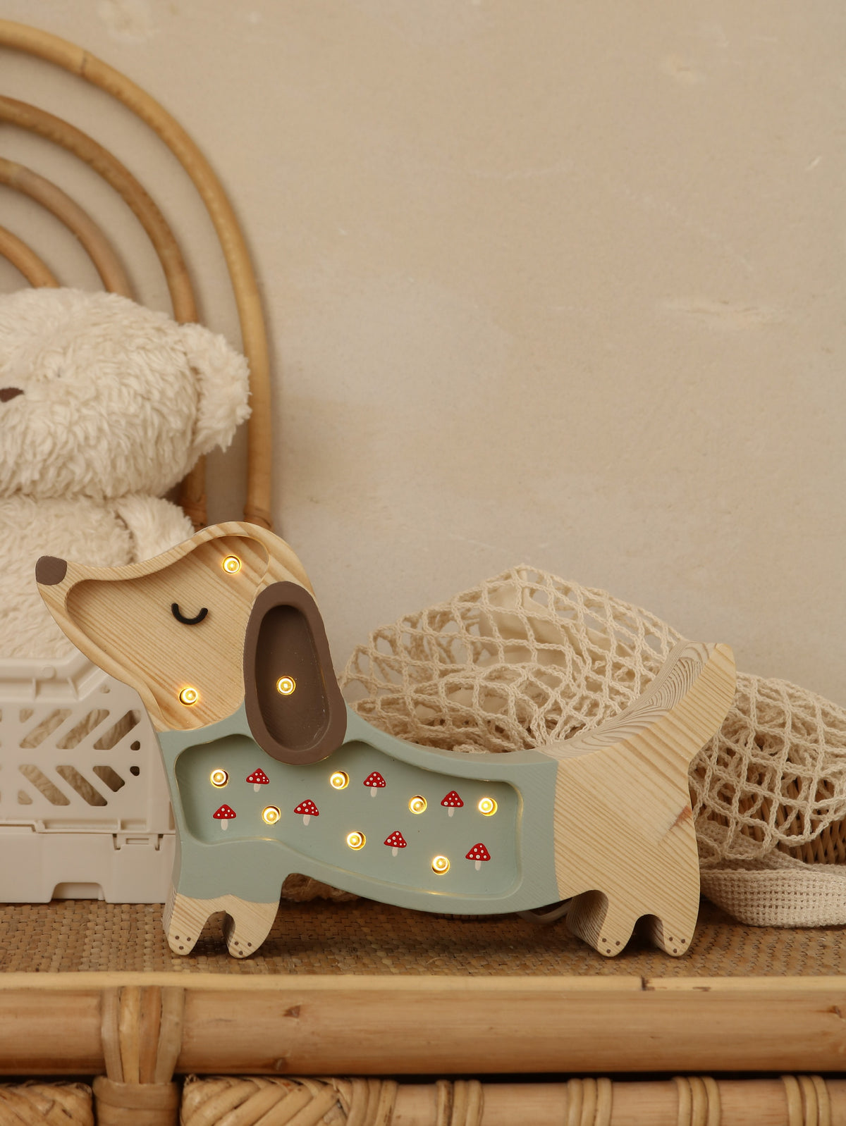 Little Lights Puppy Dackel Mini Nachtlicht | Pilz auf grün