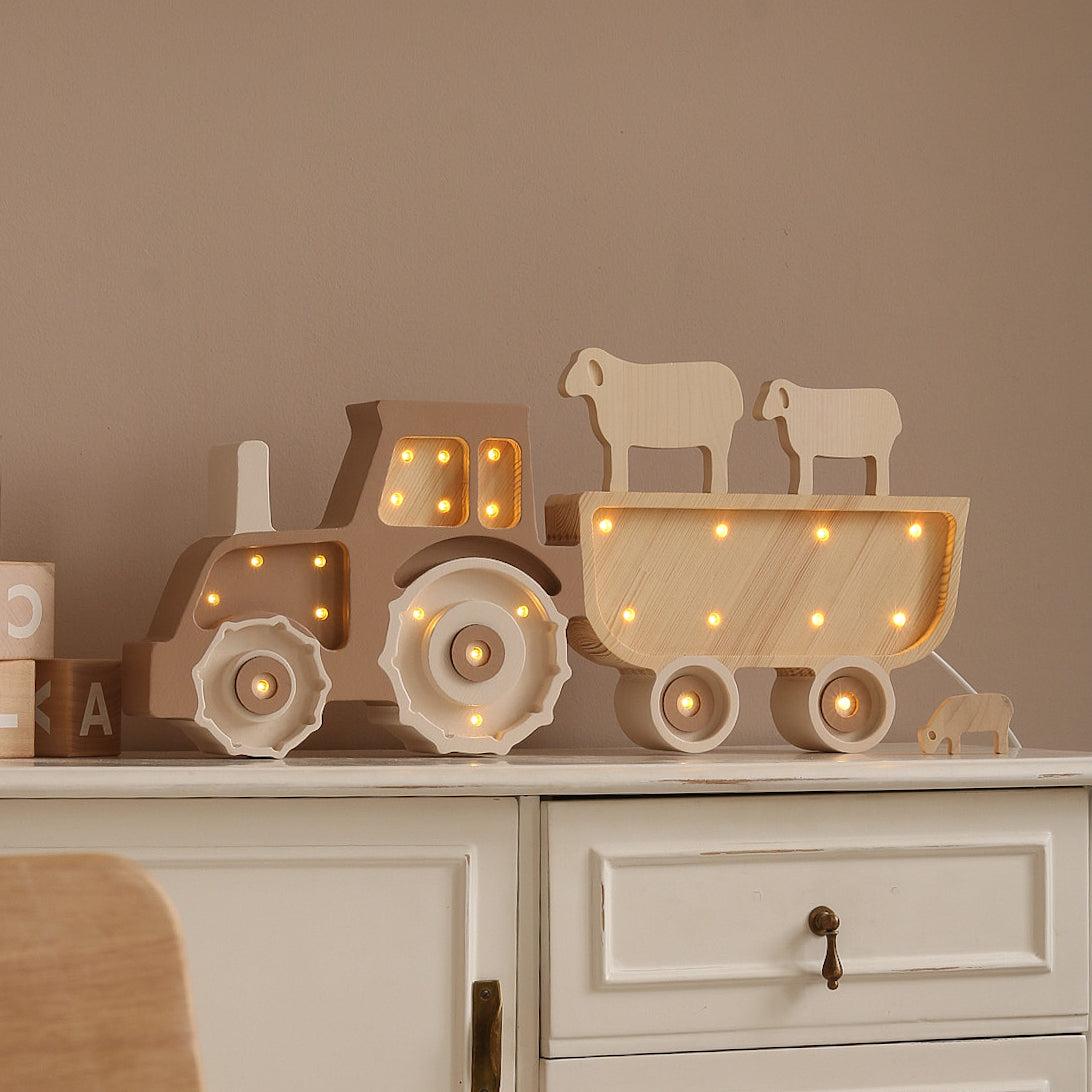 Little Lights Tractor Night Light  | Coffee Cream