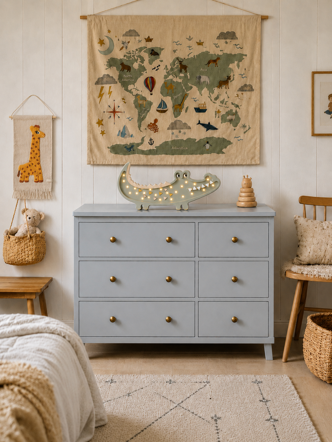 Little Lights Crocodile Night Light | Khaki Pastel