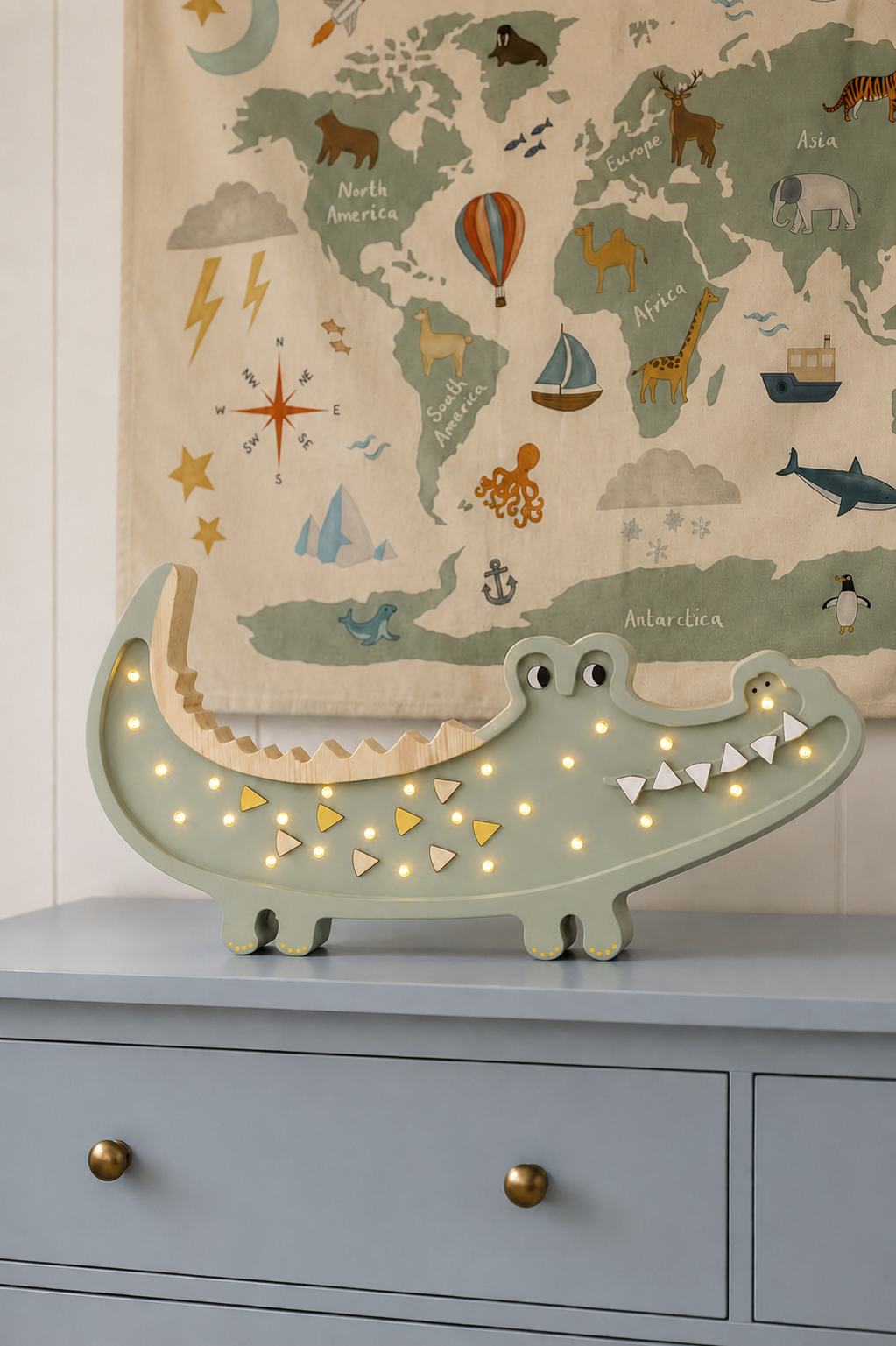 Little Lights Crocodile Night Light | Khaki Pastel