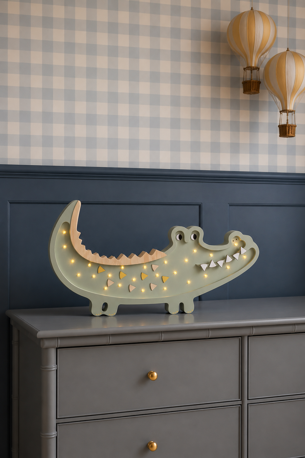 Little Lights Crocodile Night Light | Khaki Pastel