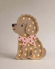 Little Lights Poodle Dog Lotta Night Light | Red Hearts on Pink