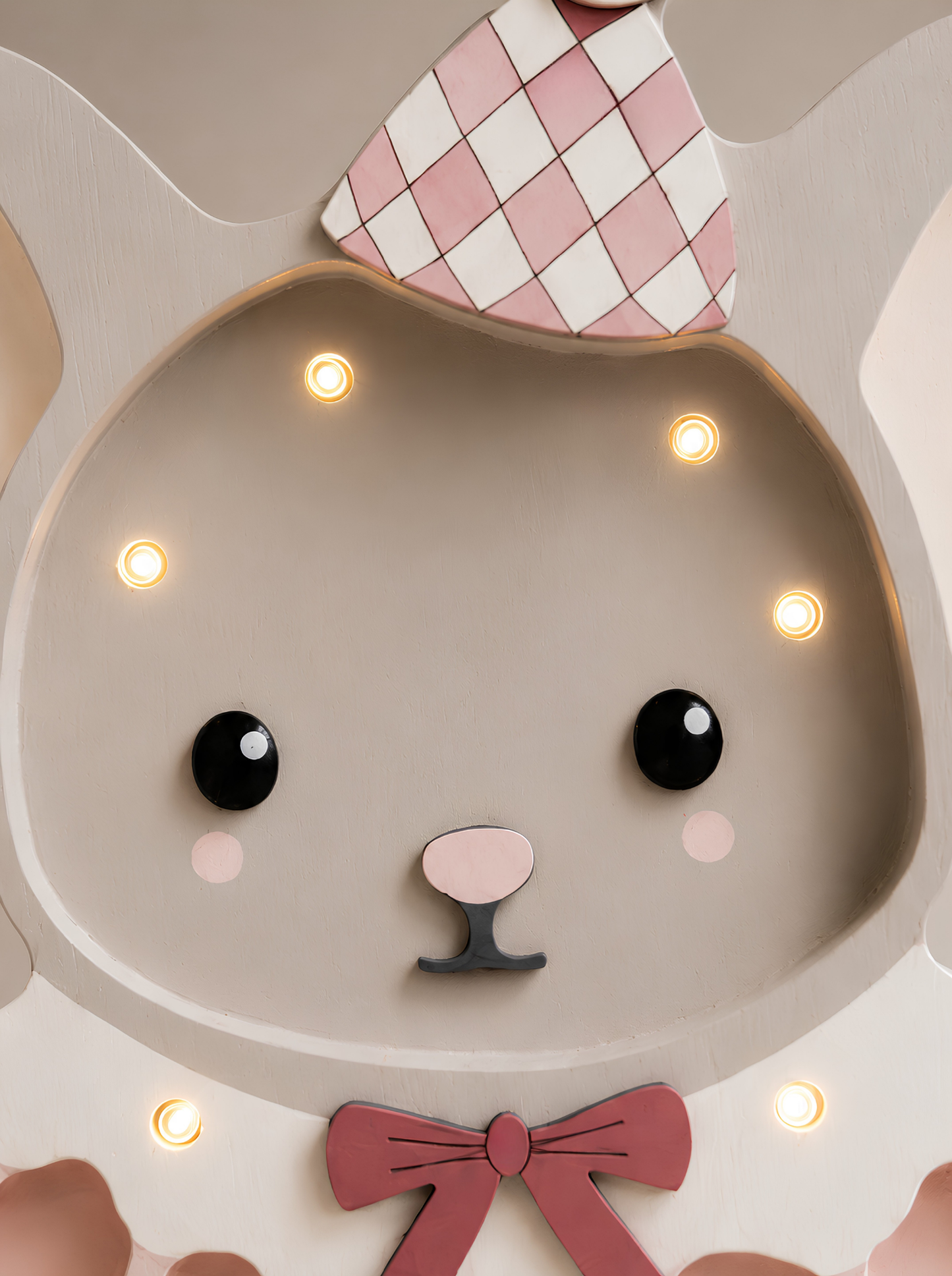 Nachtlicht Maus aus Holz für Kinder, handgefertigte Babyzimmerlampe, Babypartygeschenk, Maus im Maileg-Stil, Zirkus-Motiv, Mädchenzimmer, Rosa, Tierwanddeko
